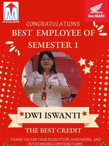 Dwi Iswati Raih Penghargaan Best Employee Semester 1 2026 Kategori The Best Kredit di Istana Motor 2 Mandala